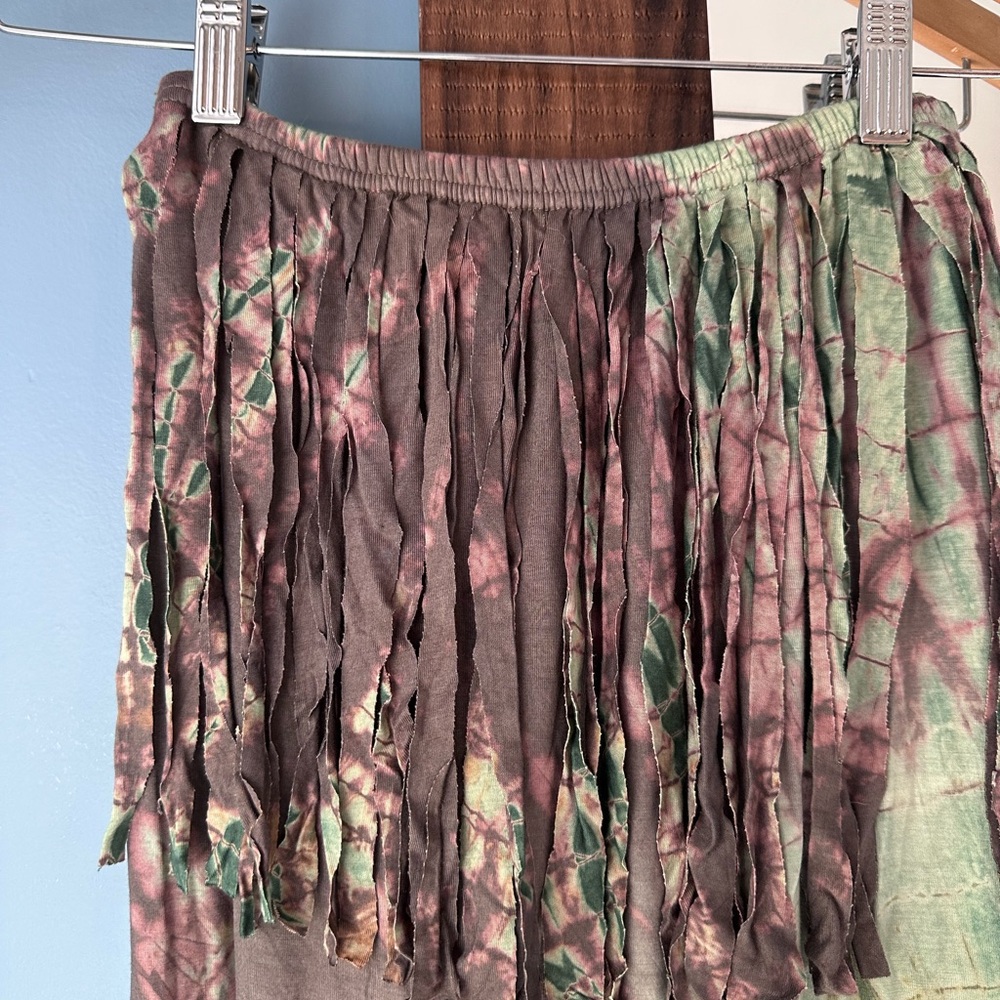 EARTHBOUND Green and Purple Maxi Dress Fringe Front Resort - Picture 2 of 7